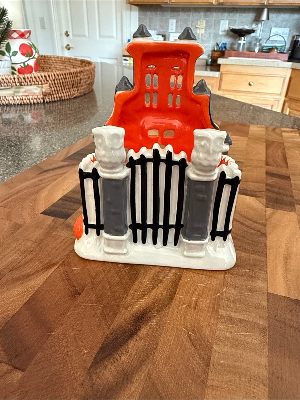 Ceramic Haunted House Lantern - Orange, Gray & White - Picture 3 of 6
